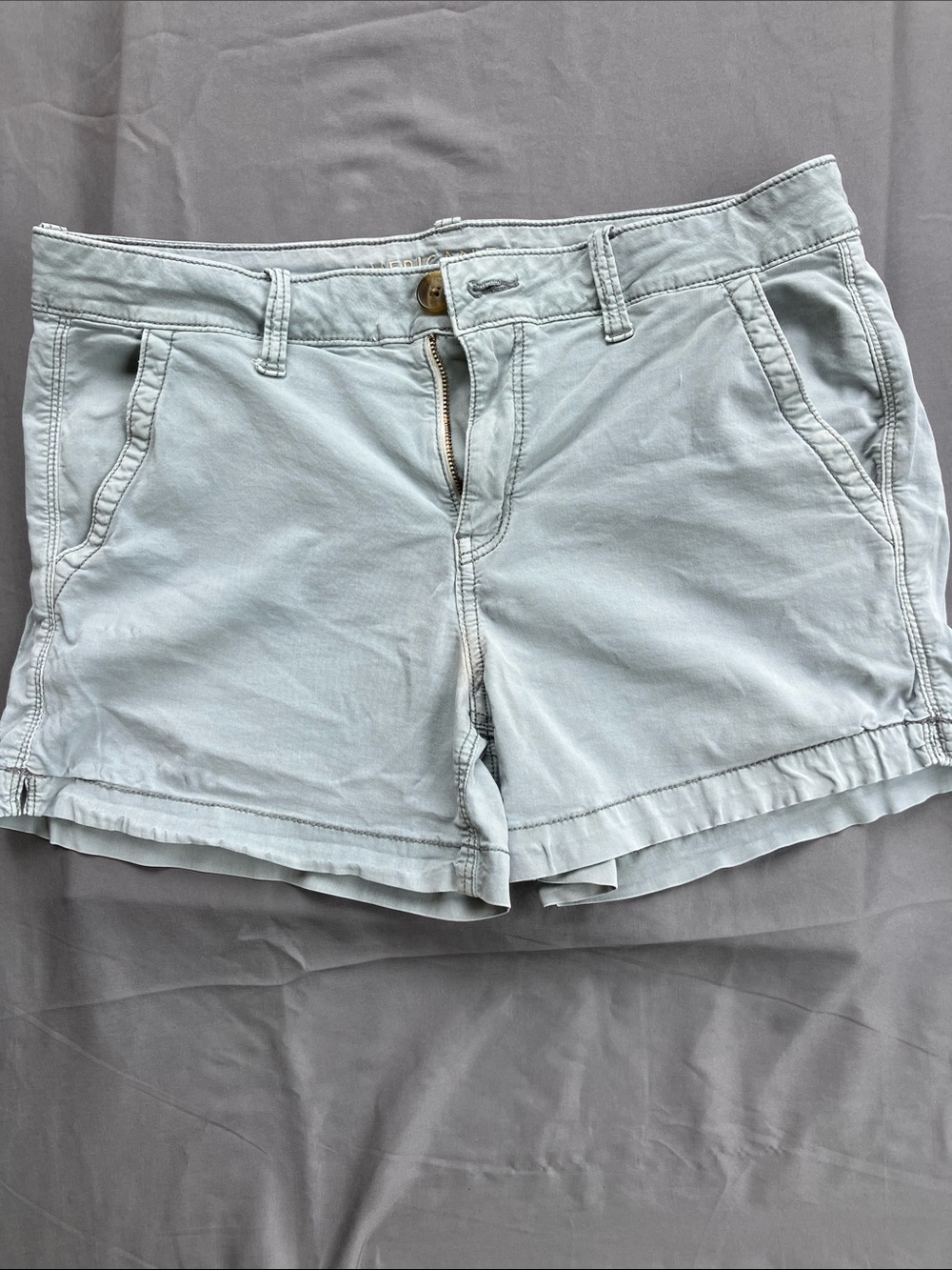 American Eagle Pale Blue Women's Cotton Khaki 3” inch School Work Size 10 Shorts